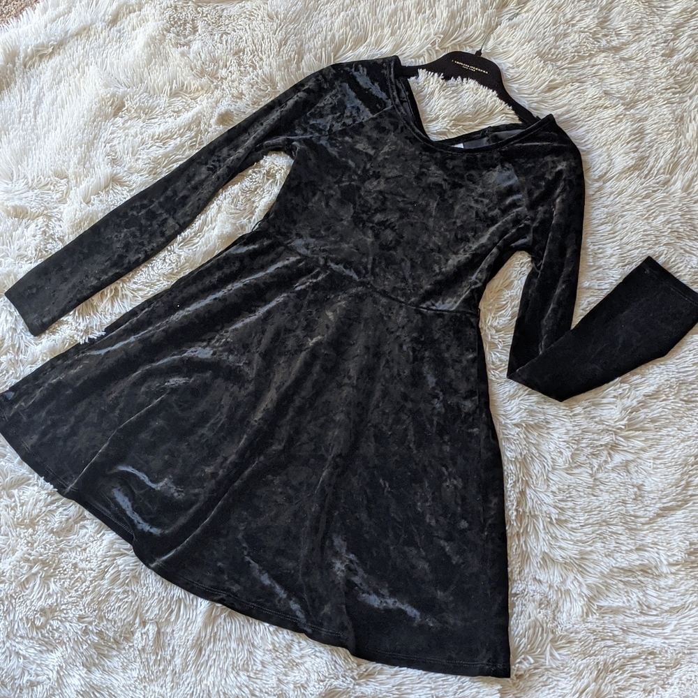 Girls Black Velvet Dress